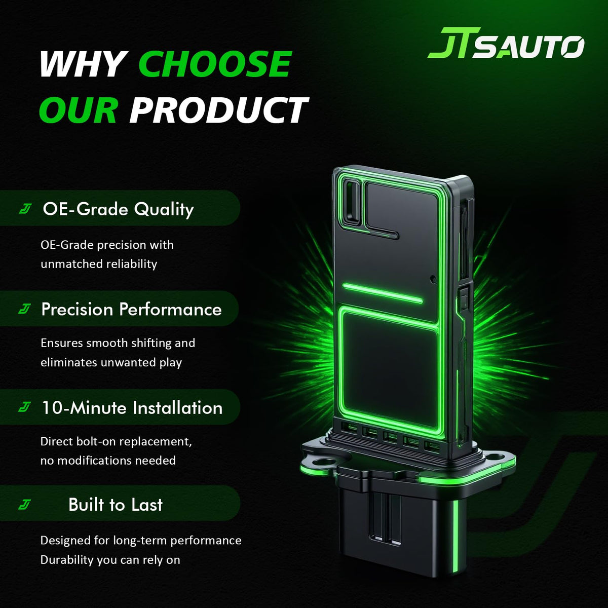 JTSAUTO MAF installed in intake manifold demonstrating direct replacement benefit