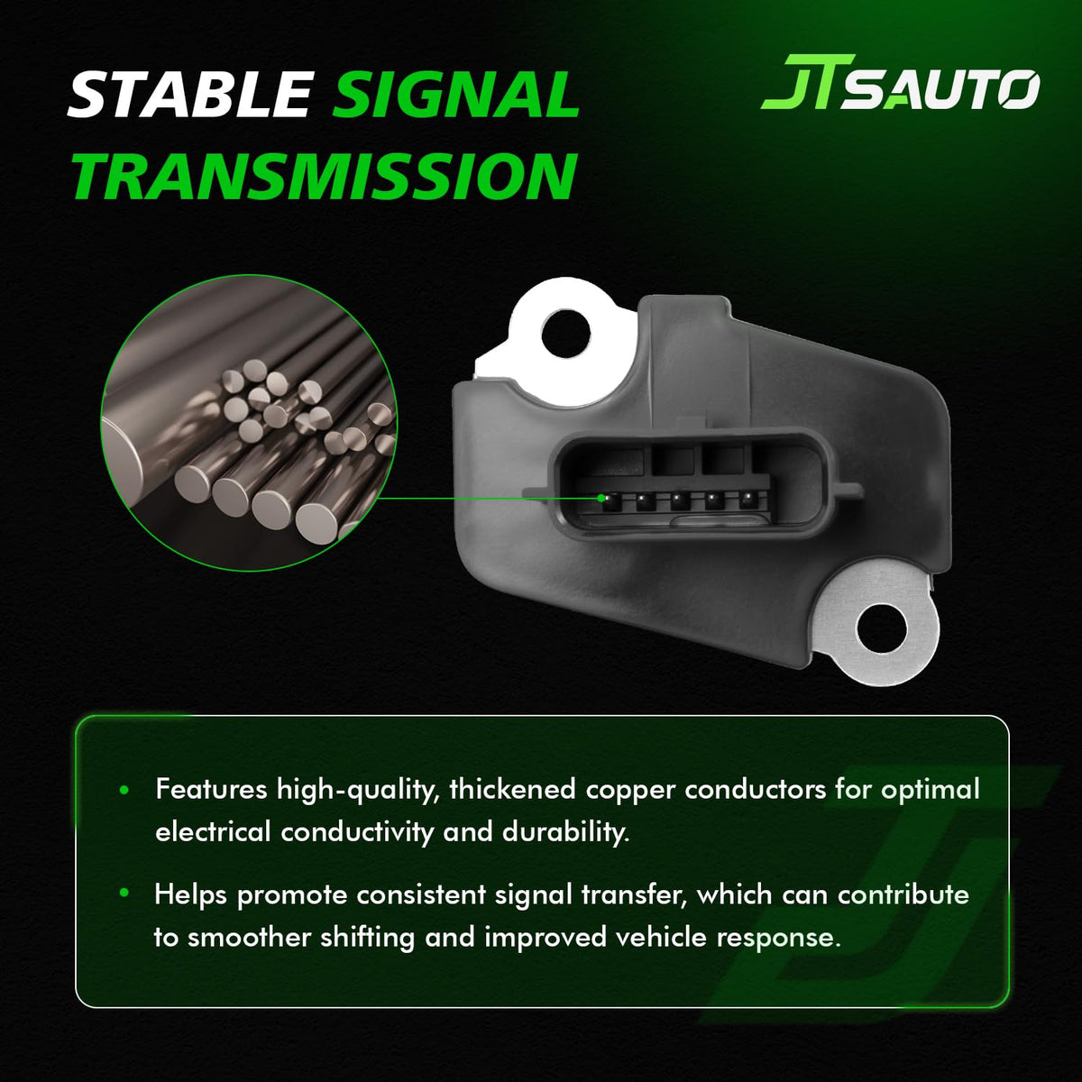 JTSAUTO MAF beside ruler illustrating compact size for easier installation