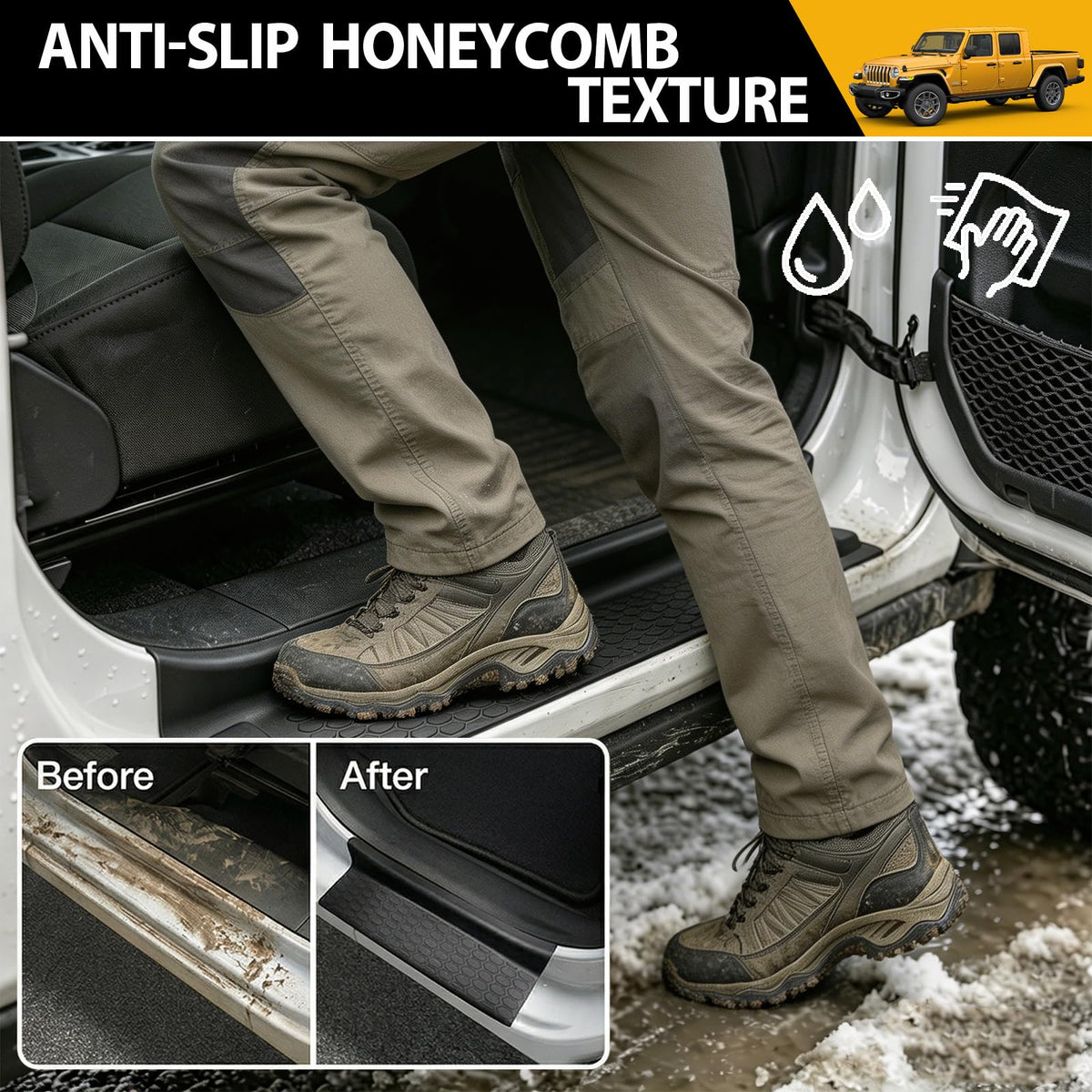 JTYZSM installed passenger side sill guard resisting scuffs