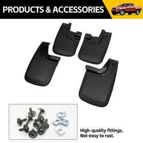 JTYZSM mud flaps on Tacoma in off-road setting preventing debris