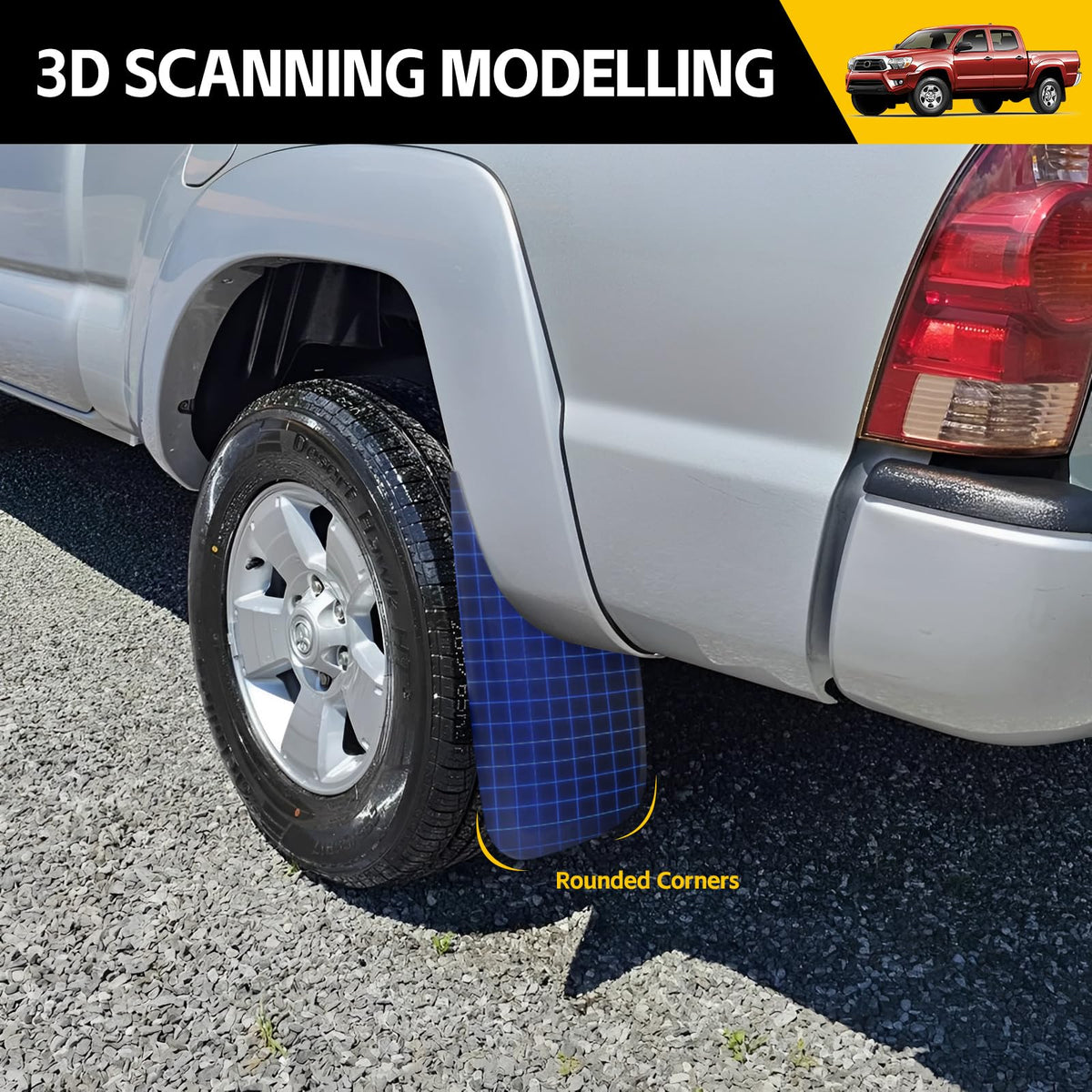 JTYZSM mud flap next to ruler illustrating exact size fit