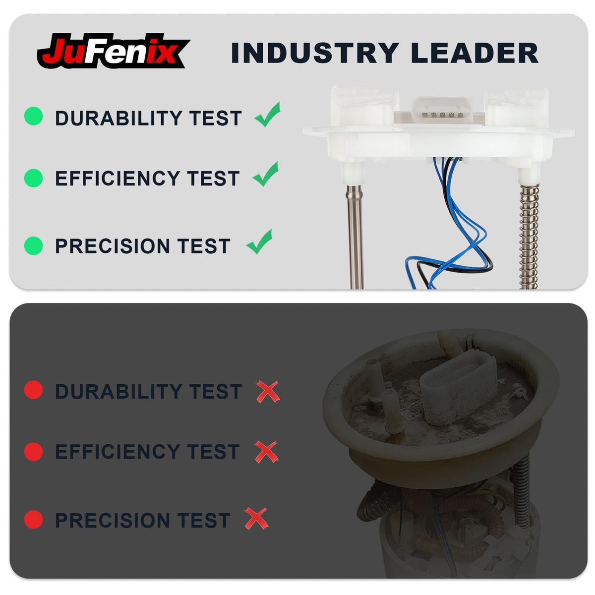 JuFenix sender arm and float image demonstrating accurate fuel-level readings