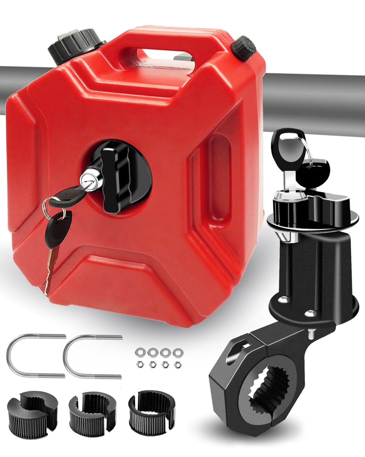 JUFWKO front view of tank showing compact shape and bracket for secure mounting
