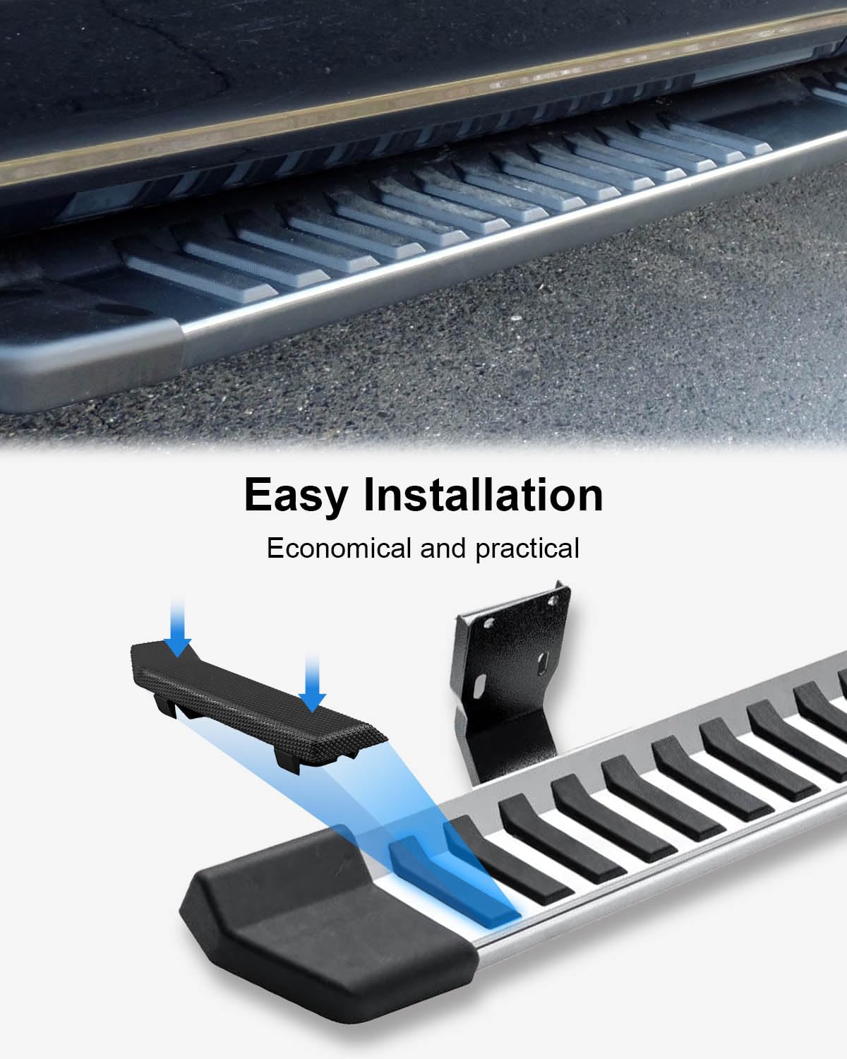 JUFWKO lifestyle image of person stepping into Ford truck showing stable, non-slip entry