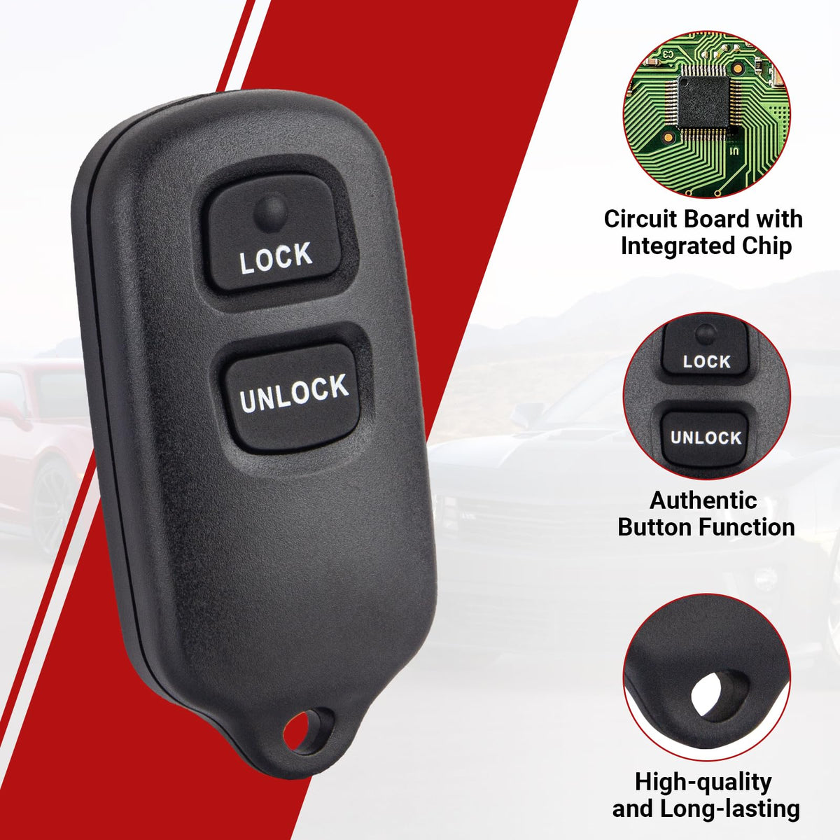 Jugmew remote attached to car keyring demonstrating ready-to-use replacement