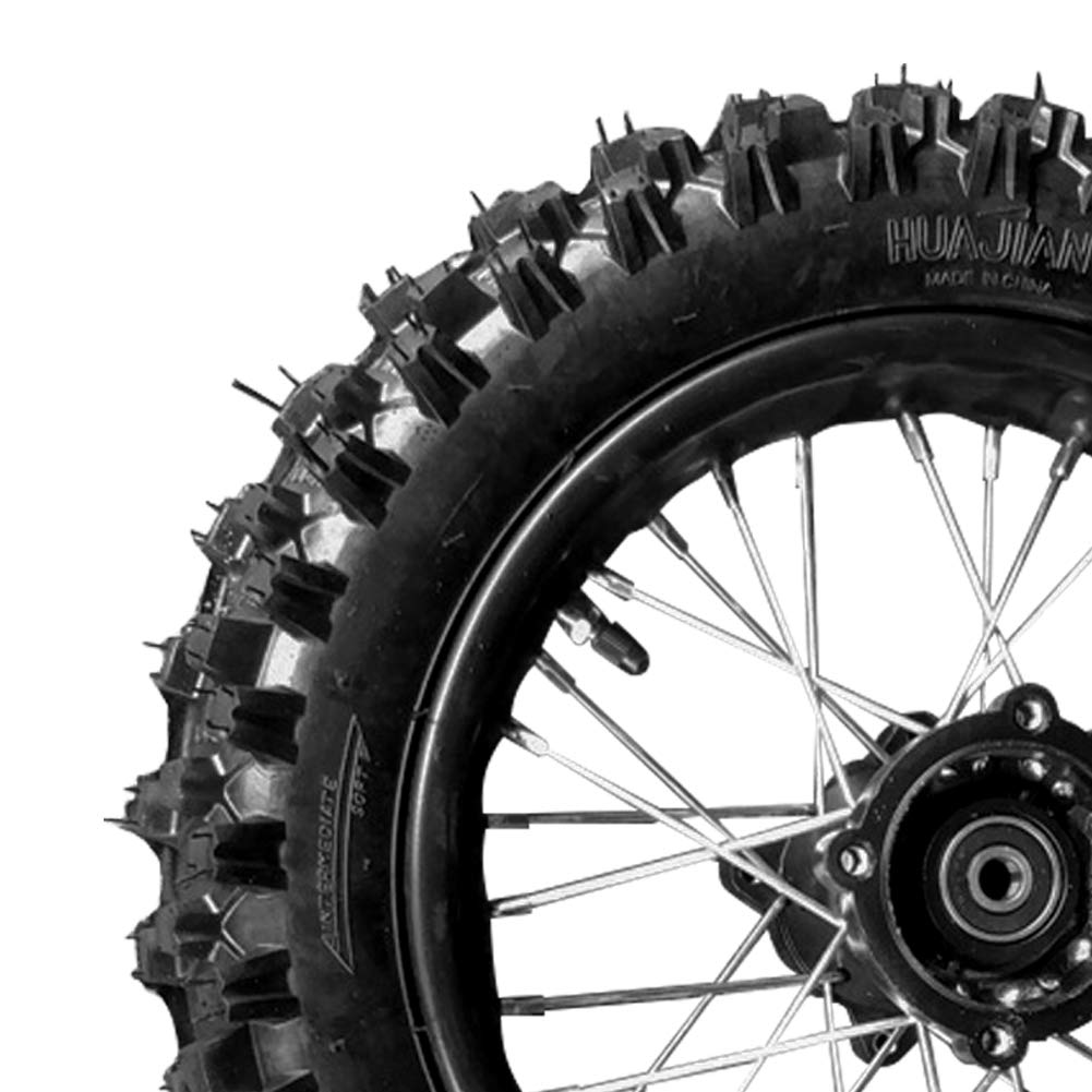 Julymoda tire close-up of 80/100-12 tread pattern for confident off-road grip