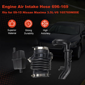 JUMOPARTS intake hose installed in Nissan Maxima engine bay demonstrating correct routing and seal