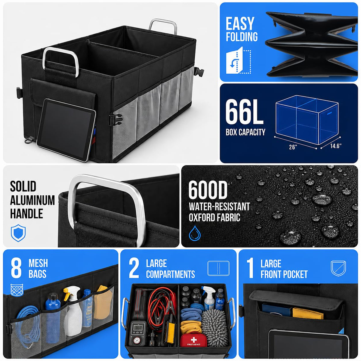 Junsungo folded flat for compact storage to save trunk space