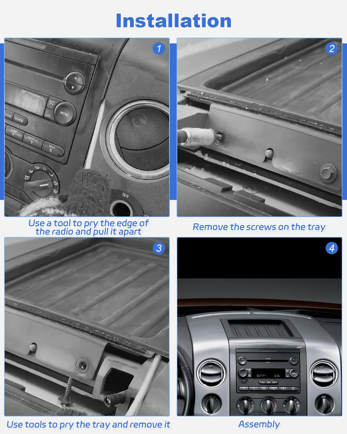 JUQAFY installed in Ford F150 dash demonstrating clean OEM-style integration