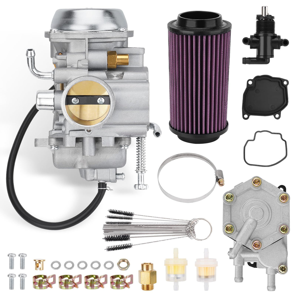 JURPLIX carburetor front view showing mounting points and throttle linkage for accurate fit