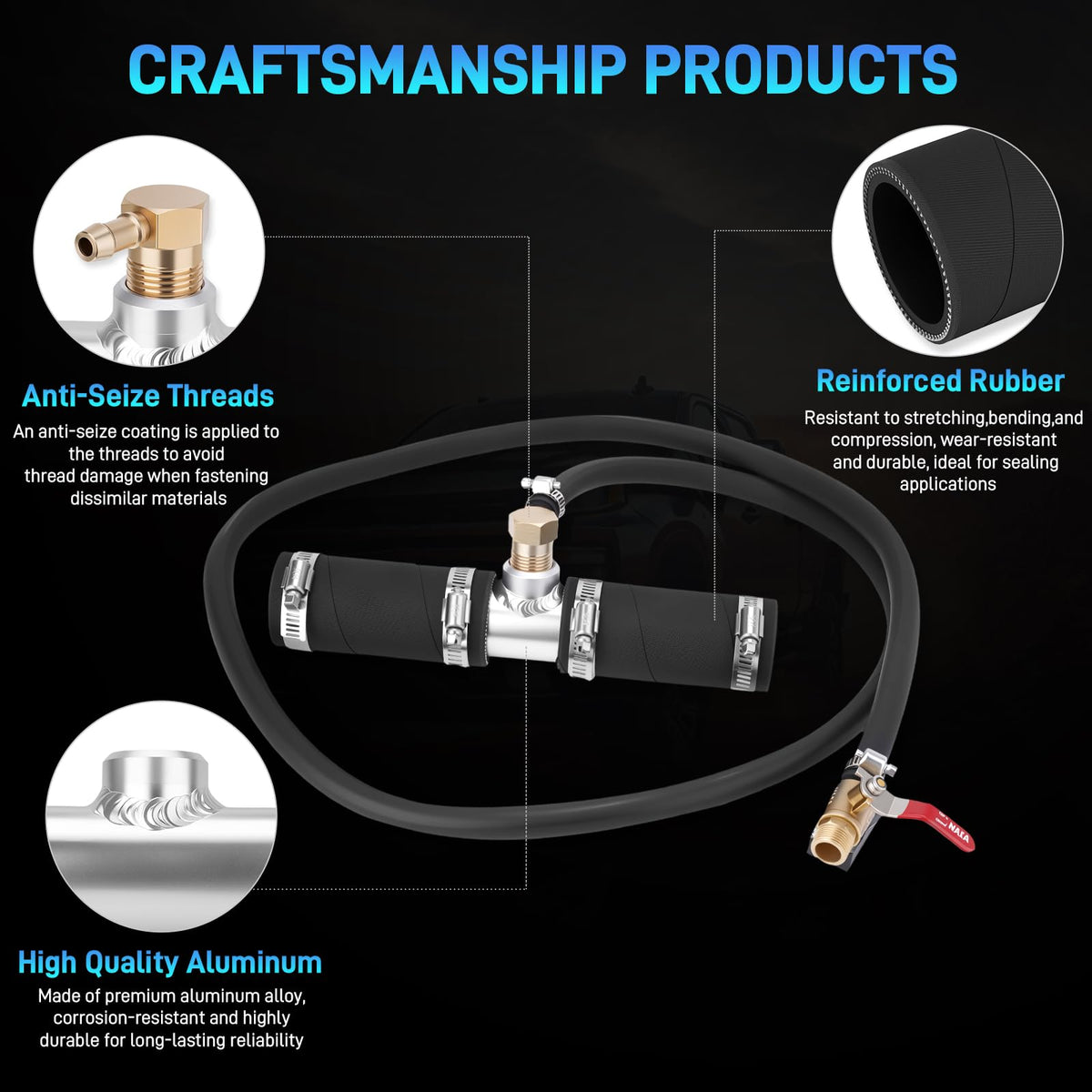 JURPLIX fuel hose and clamps detail ensuring secure leak-resistant connection