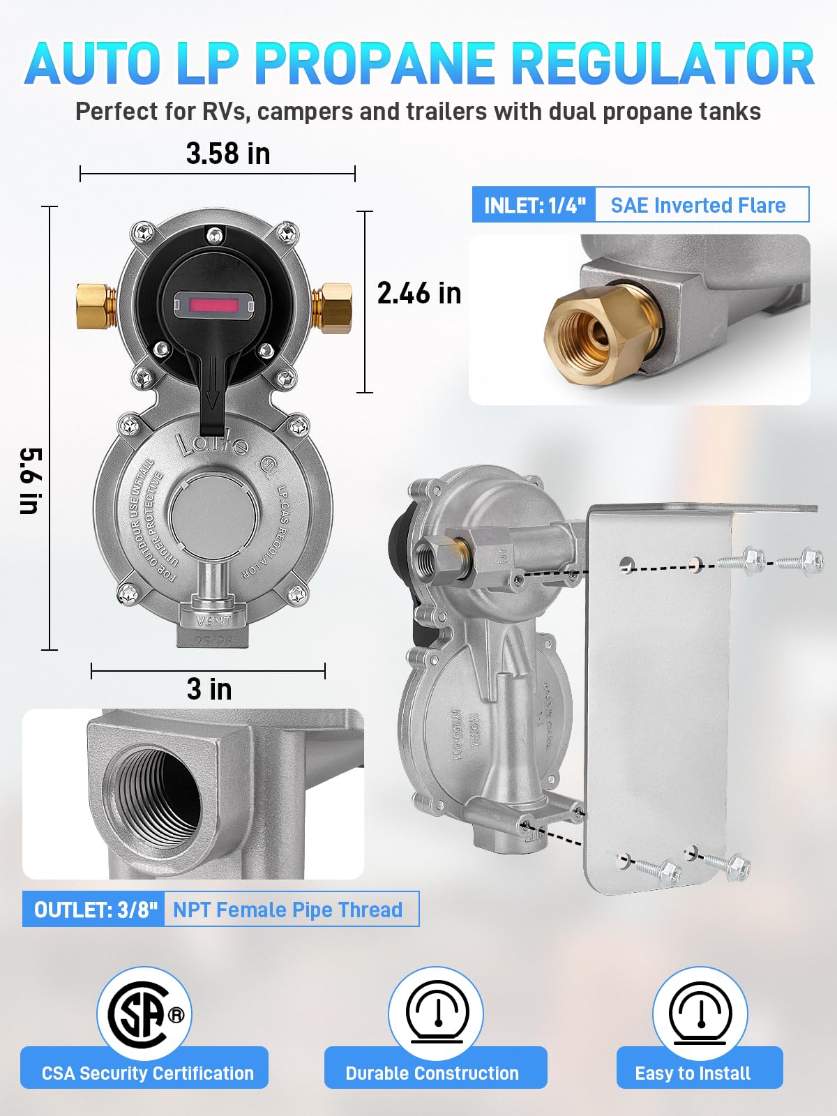 JURPLIX glow-in-the-dark propane gauge closeup for easy night monitoring of tank pressure