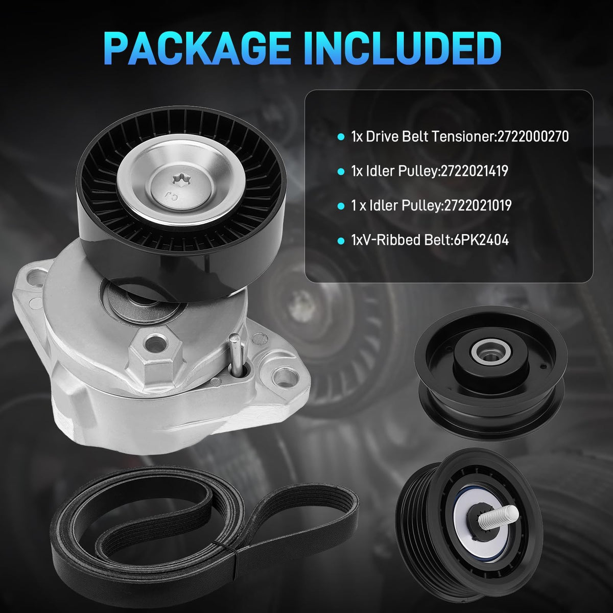 JURPLIX tensioner installed in Mercedes engine bay demonstrating restored belt alignment benefit