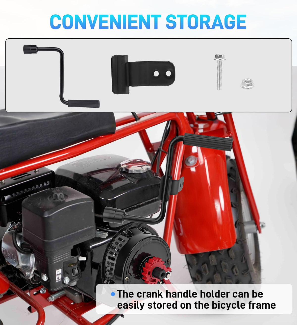 JURPLIX installed on mini bike in garage scene showing faster, smoother engine starts
