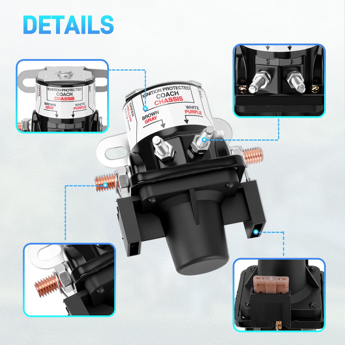 JURPLIX relay mounted in an RV electrical bay demonstrating simple installation benefit