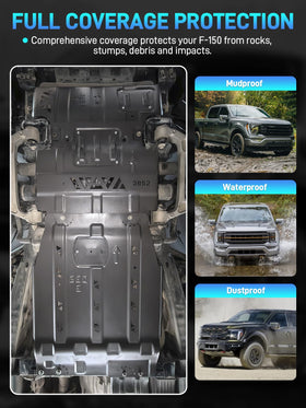 JURPLIX under-guard installed under F150 illustrating protection and airflow maintenance