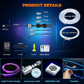 Jushope dashboard accents at night showing vibrant colors for enhanced interior ambience
