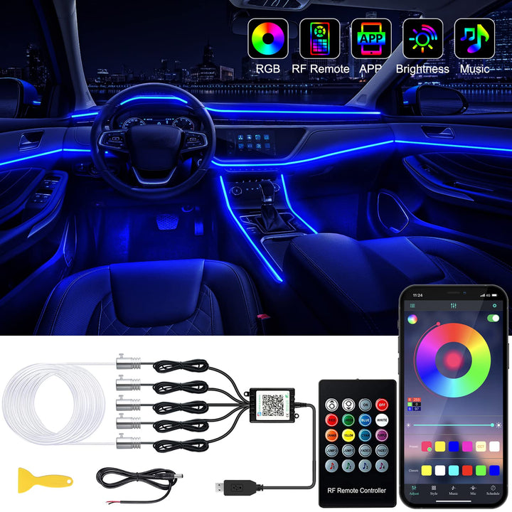 Jushope front packaging showing complete ambient lighting kit and accessories for easy setup