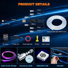Jushope fiber optic next to ruler showing customizable length