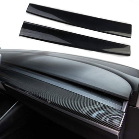 Justautotrim front installed dashboard trim on Tesla Model 3 shows upgraded look