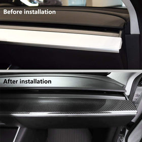 Justautotrim in-use console view fitted on Tesla Model Y improves interior style