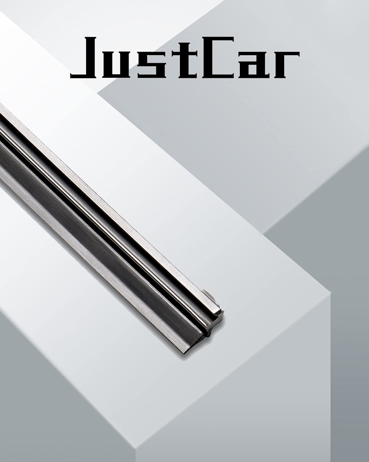 JustCar driver-side blade installed offering clear road visibility