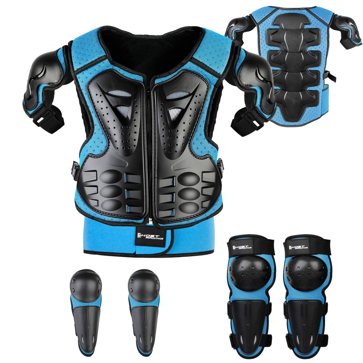 JUSTDOLIFE front view chest protector showing full coverage and secure fit