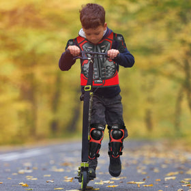 JUSTDOLIFE child wearing set while riding demonstrating active protection
