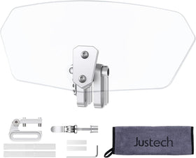 Justech clear extender front view showing sleek finish and improved wind coverage