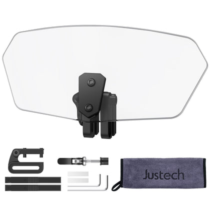 Justech clear deflector front panel showing clean shape and improved airflow