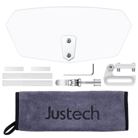 Justech packaging and microfiber towel showing ready-to-install convenience