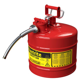 Justrite front view of red galvanized safety can showing durable construction and compliance benefits
