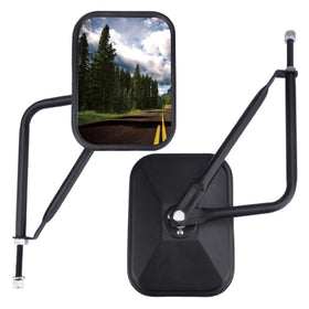 JUSTTOP front view of dual mirror pack showing hardware and finish, ensures quick setup