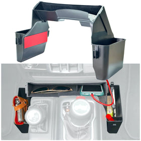 JVMA installed front view of console showing organized storage and neat fit