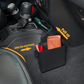 JVMA removed front box with seat slid forward to show rear access benefit