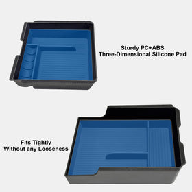 JVMA installed in Tesla Model Y interior providing neat, reach-forward storage