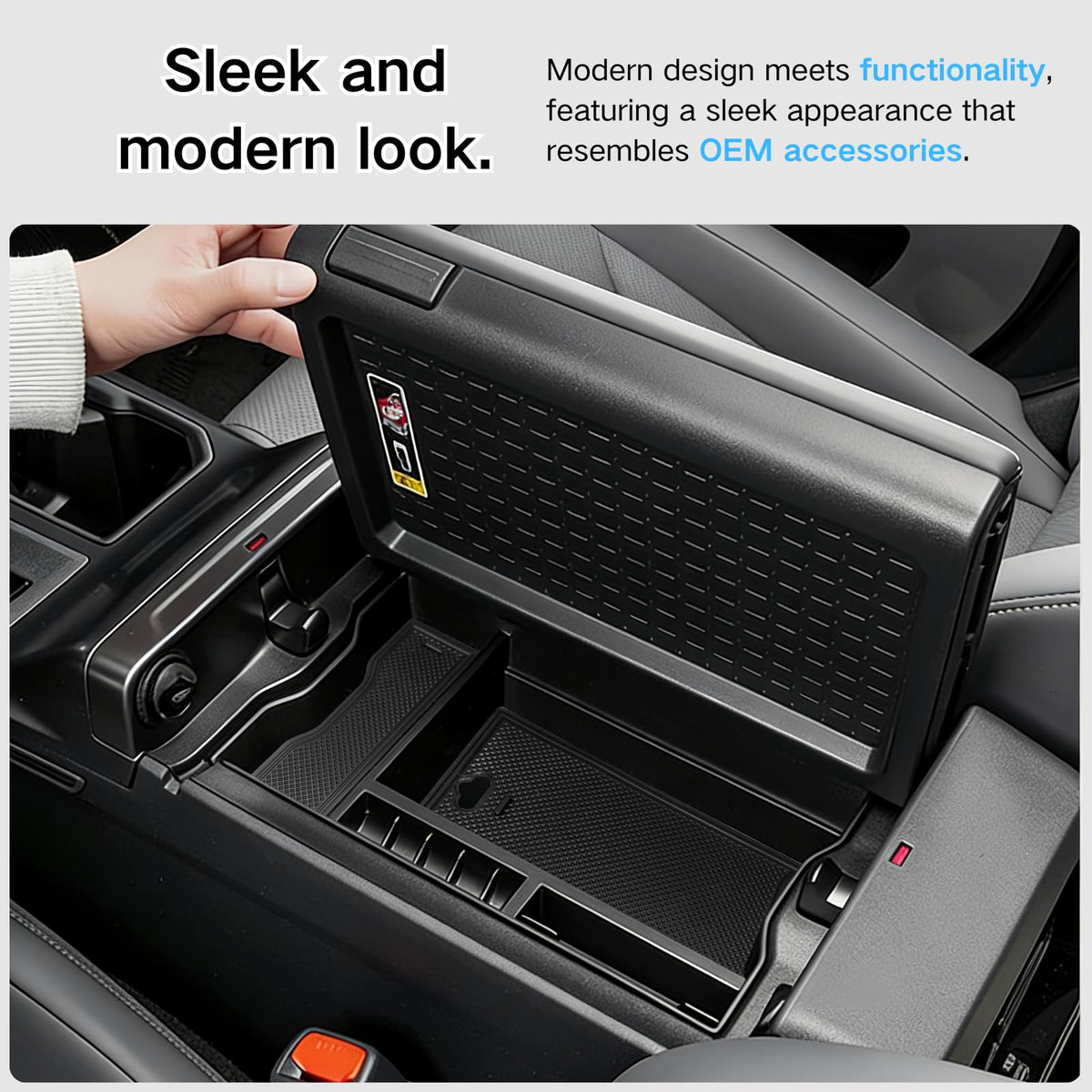 JWSIROU lower compartment with wallet and cables maximizing hidden storage