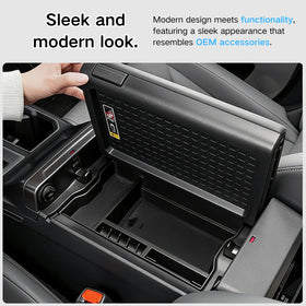 JWSIROU lower compartment with wallet and cables maximizing hidden storage