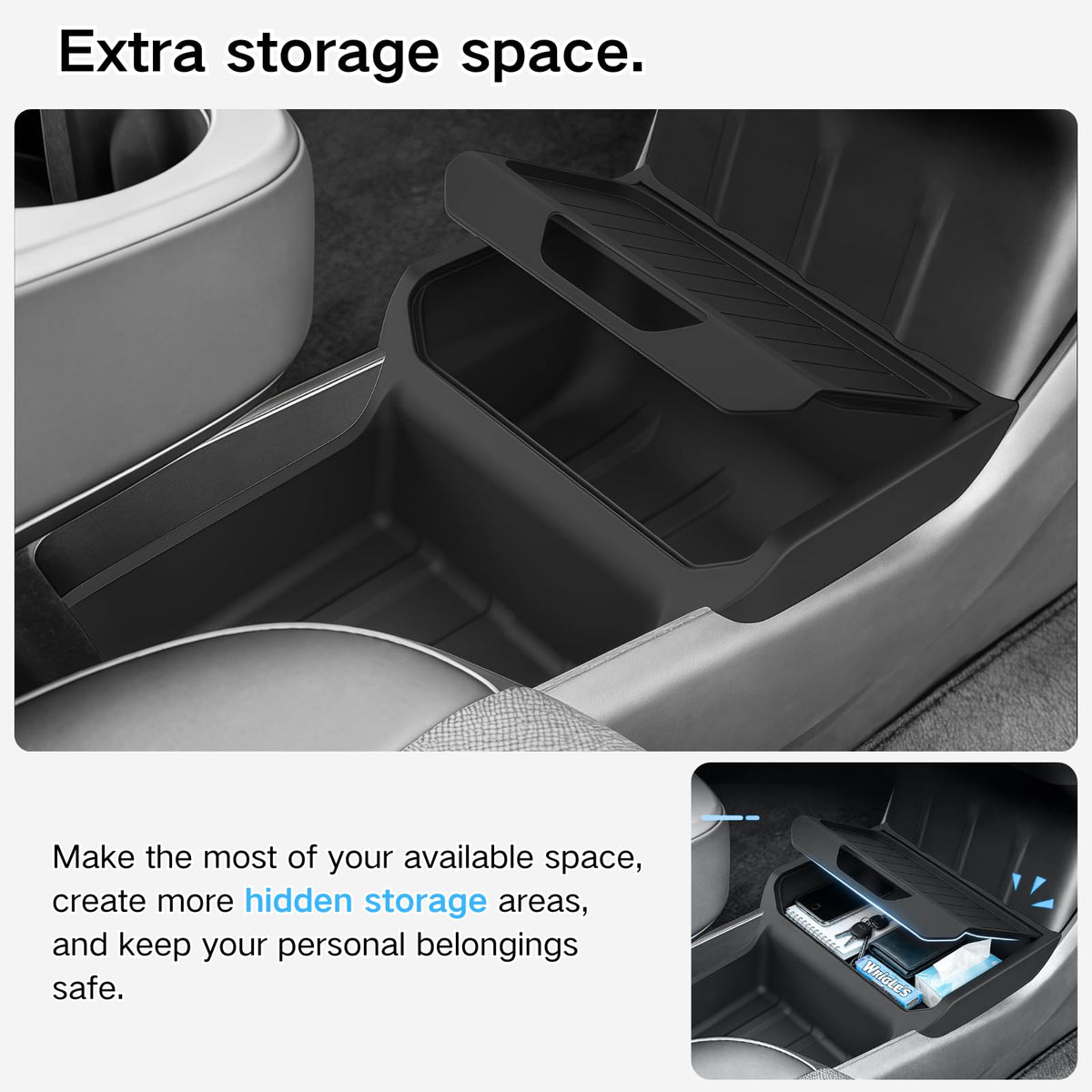 JWSIROU open compartments top view showing organized storage benefit
