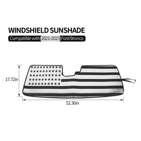 JWWY sunshade next to dashboard showing scale and full windshield coverage