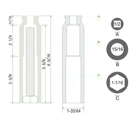 JXHONG close-up of socket end showing 6-point profile and radius corners, reduces rounding