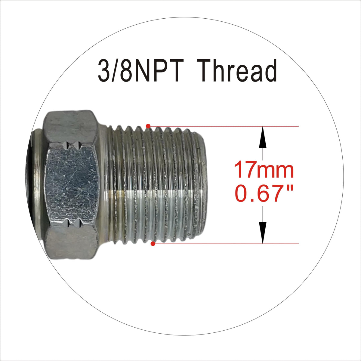 JXHONG close-up of 3/8" NPT threaded inlet illustrating secure, leak-resistant fit