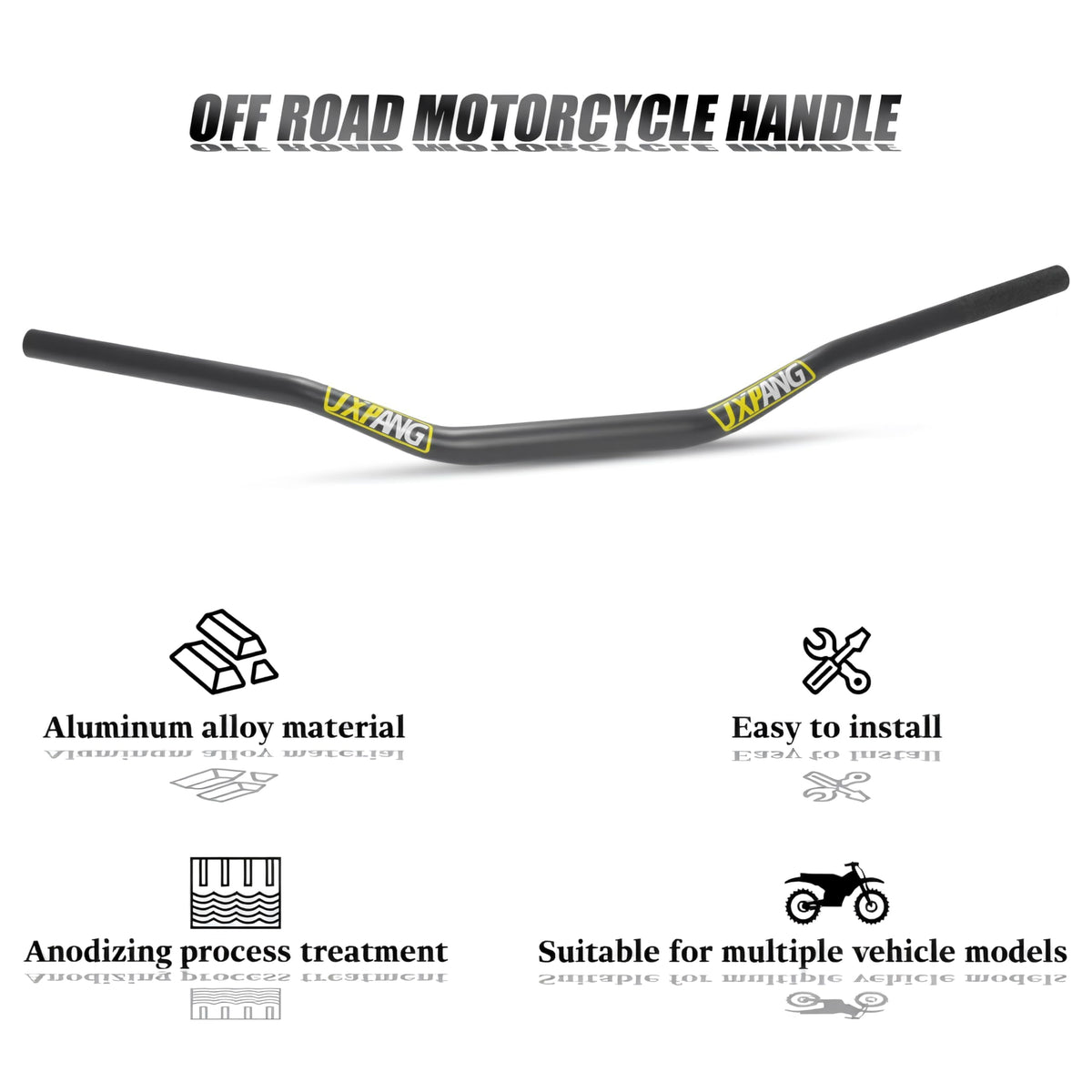 JXPANG handlebar mounted on dirt bike illustrating improved control and rugged fitment