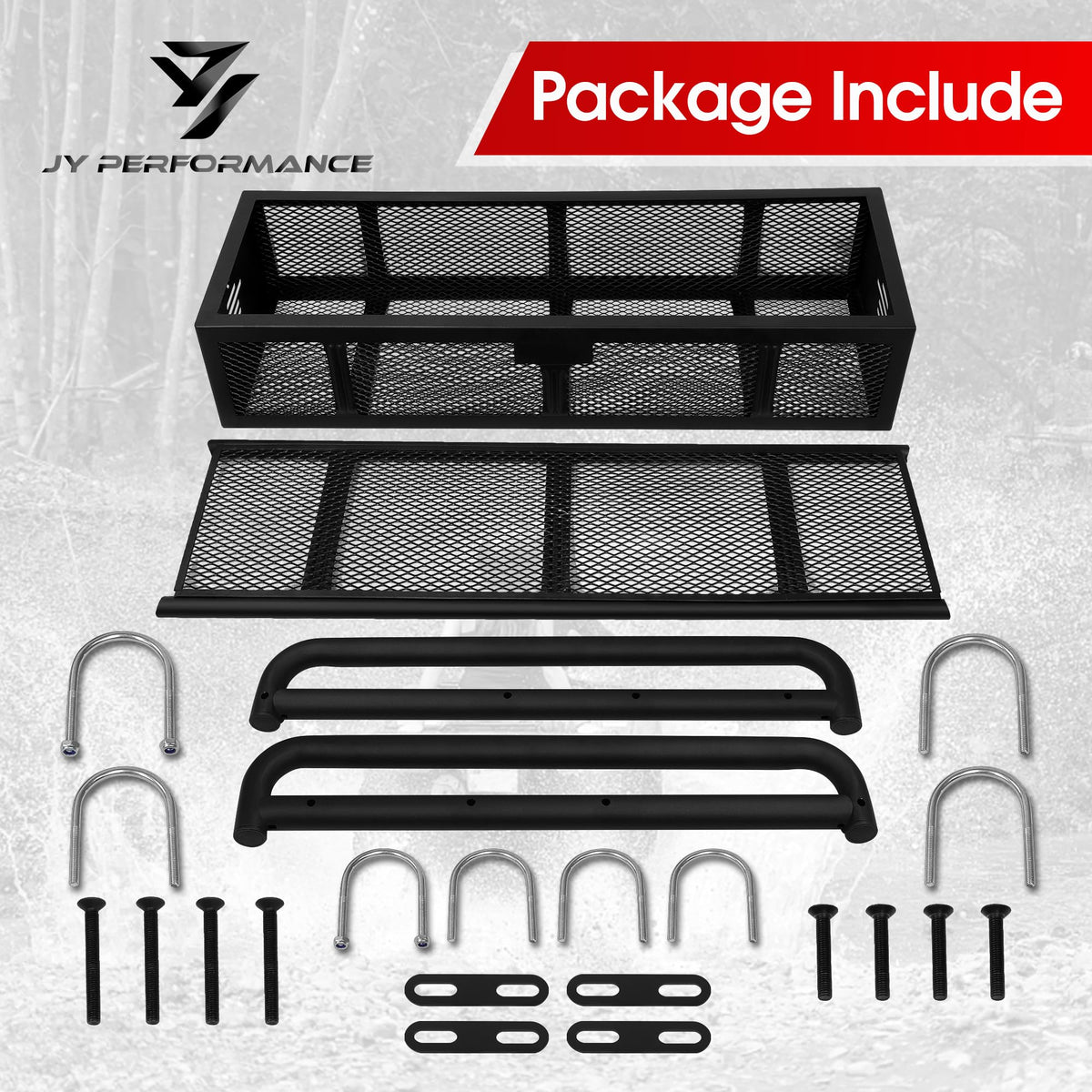 JY PERFORMANCE basket loaded for camping showing organized hauling benefit