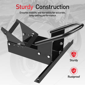 JY PERFORMANCE motorcycle wheel seated in chock cradle — holds bike upright safely