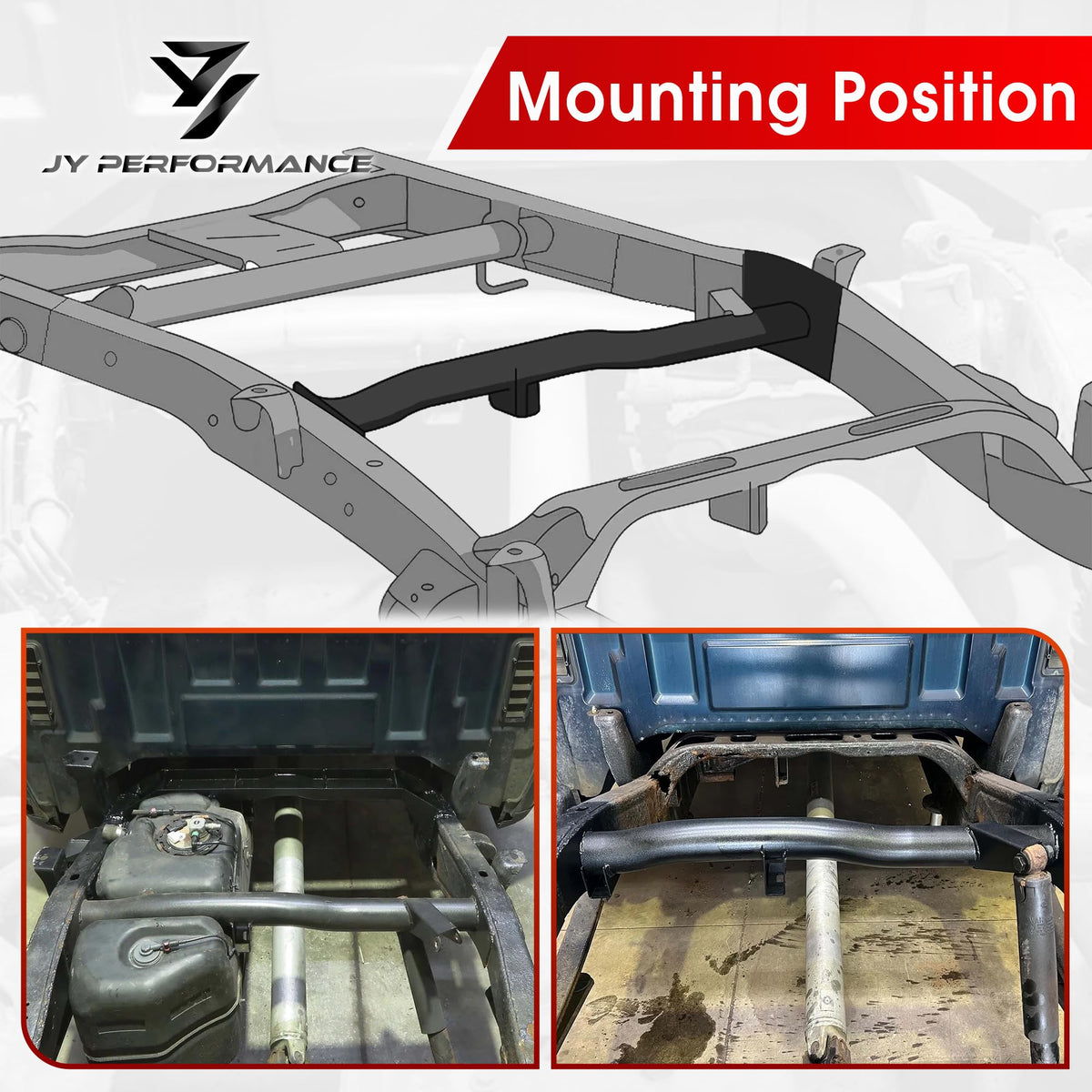 JY PERFORMANCE crossmember painted finish close-up showing texture and corrosion resistance benefit durability