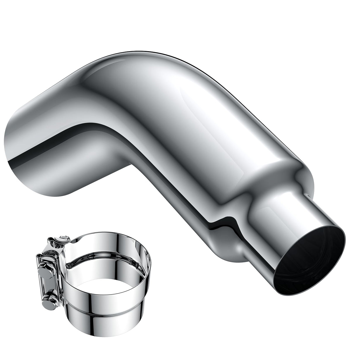 JY PERFORMANCE front profile exhaust elbow showing fit and chrome benefit