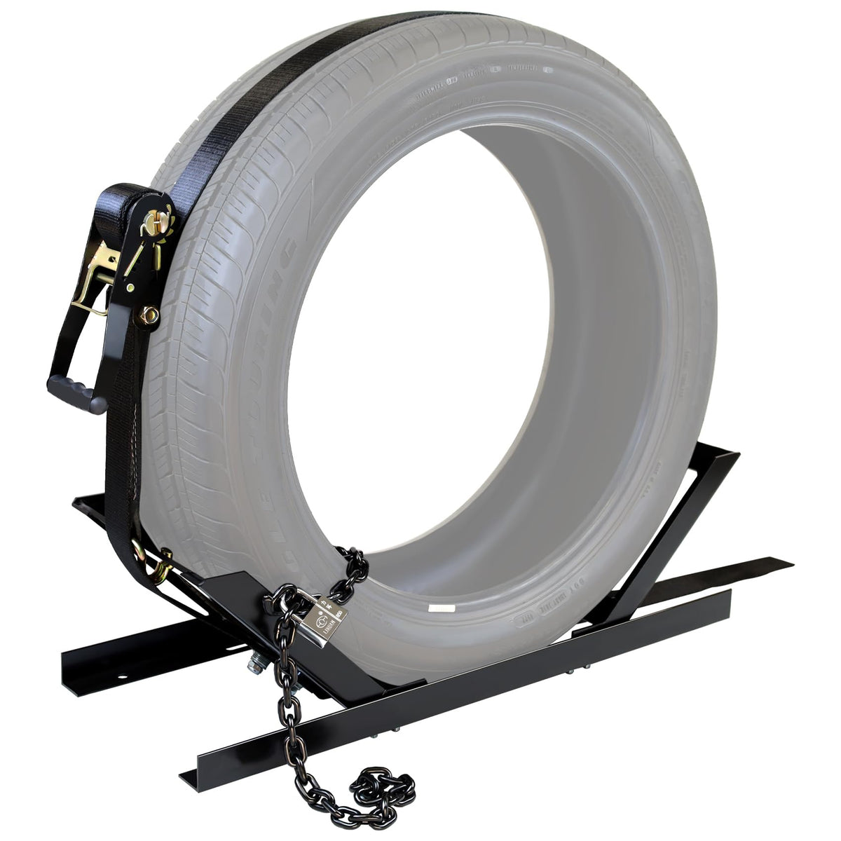JY PERFORMANCE front view of mounted spare tire rack showing sturdy fit