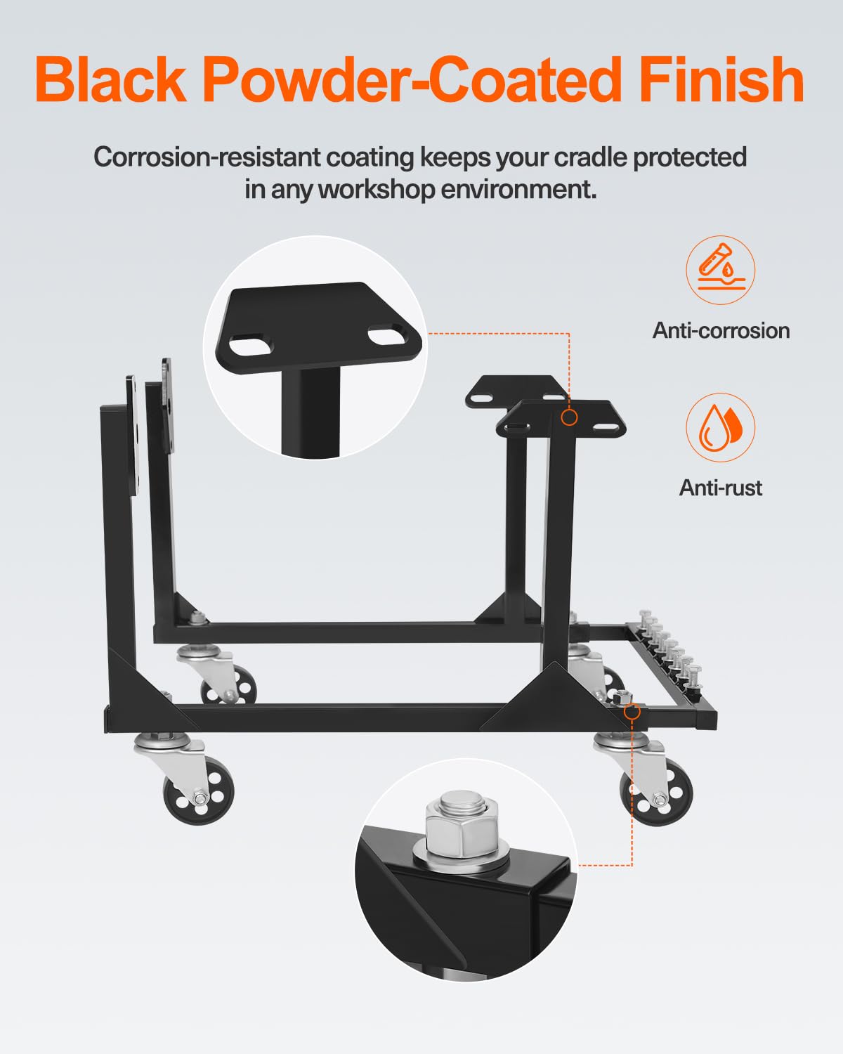 JY PERFORMANCE cradle in a garage setting showing practical use and workflow improvement