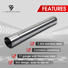 JY PERFORMANCE inlet and outlet ends detail showing precise 4" diameter fit